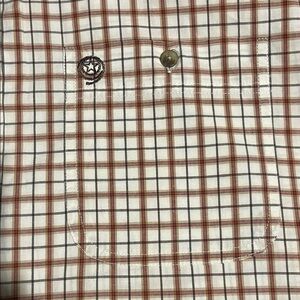 Wrangler Men's Casual Plaid Shirt - Brown and White